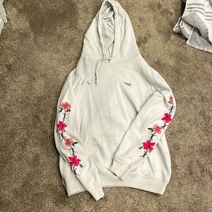 white vans hoodie with flowers